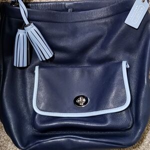 Coach Archive Navy Blue Leather Bucket Bag